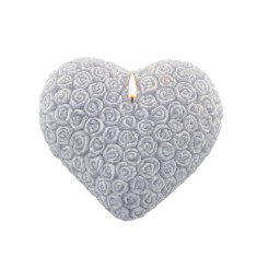 Adpal Stearin Candles Heart in Roses Grey