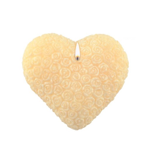 Adpal Stearin Candles Heart in Roses Ivory