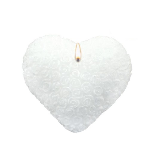 Adpal Stearin Candles Heart in Roses White