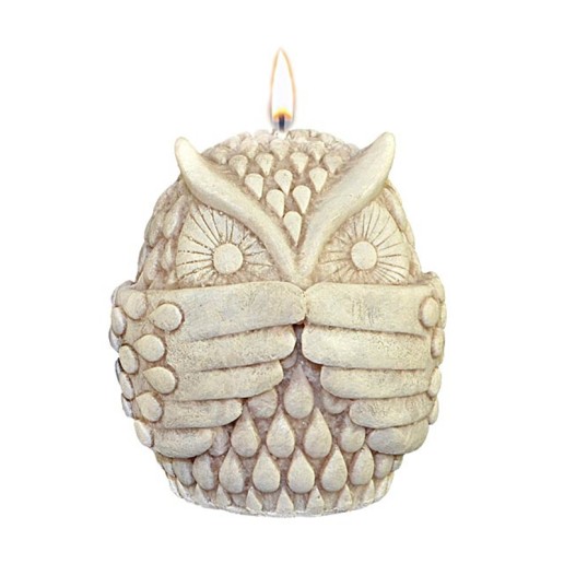 Adpal Stearin Candles Owl Speak No Evil Ivory