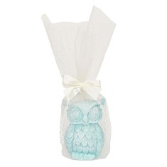 Adpal Stearin Candles Small Owl Turquoise in Tulle
