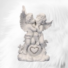 Angel couple white with glitter heart