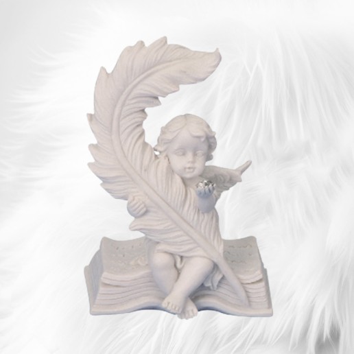 Angel on Book with Glass Stone