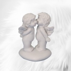 Baby Angel Couple on Heart Kissing