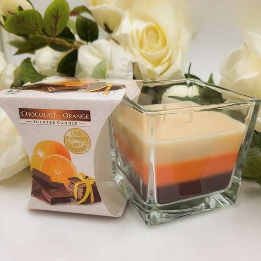Bispol triple layer value scented candles - chocolate - orange