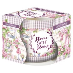 Bispol value scented candles in printed glass - home sweet home matt