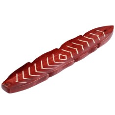 Brown Mango Wood Feather Shaped Ashcatcher Incense Sticks Burner