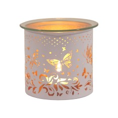 Butterfly - 3 in 1 Tealight Wax Melter and Candle Holder White & Gold