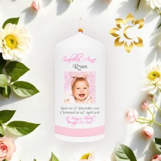 Candlemania Personalised Christening Candle Example Girl Square