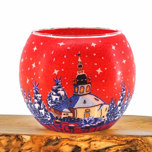 Christmas Village Red - Glowing Globe Candle Holder