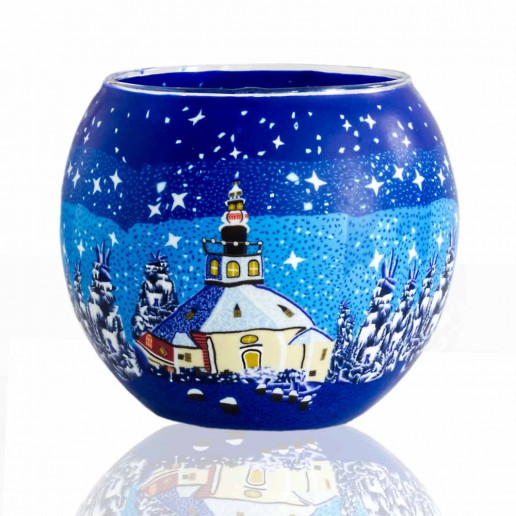 Church Blue Sky - Glowing Globe Glass Tea Light Candle Holder