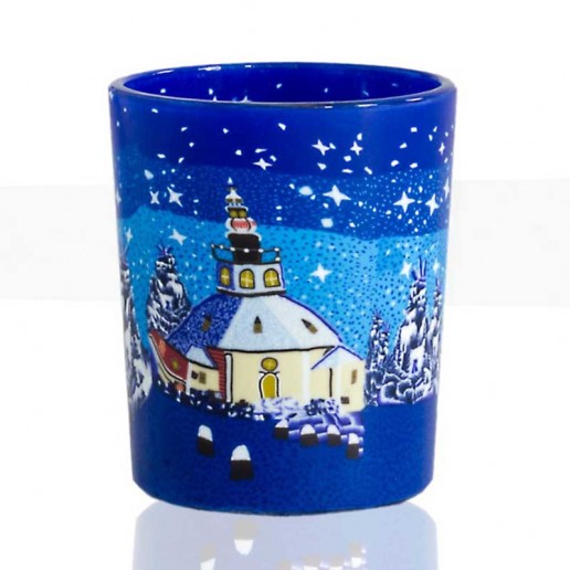 Church Blue Sky - Glowing Votive Glass Tea Light Candle Holder