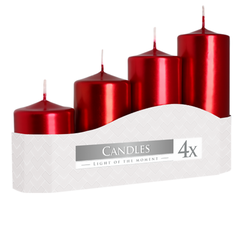 Church Candle Set - Red Metallic