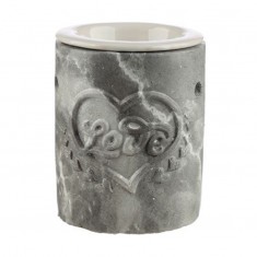 Concrete and Ceramic Oil Burner - Love Heart Grey