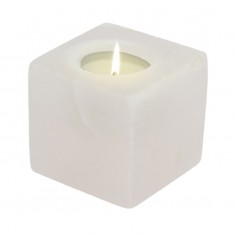 Cube - White Rock Salt Tea Light Candle Holder