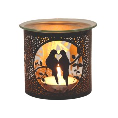 Doves - 3 in 1 Tealight Wax Melter and Candle Holder Black & Gold