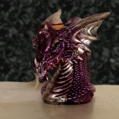 Dragon's Head Backflow Incense Cone Burner Pink lit