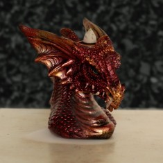 Dragon's Head Backflow Incense Cone Burner Red lit