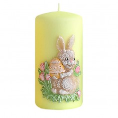 Easter Bunny Pillar Candle Decoration Green