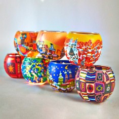 Glowing Globes candle holders handpainted