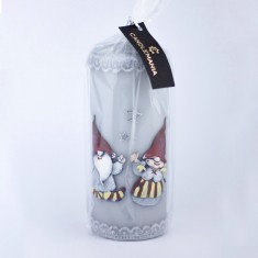 Gnomes Grey Large Pillar Candle wrapped