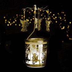 Guardian Angel - Spinning Tea Light Candle Holder Gold
