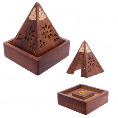 Pyramid Incense Cone Burner Box w Buddha