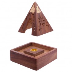 Pyramid Incense Cone Burner Box w Buddha open