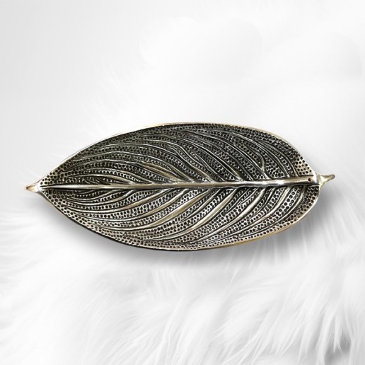 Incense Sticks Holder Leaf Shaped Black Silver