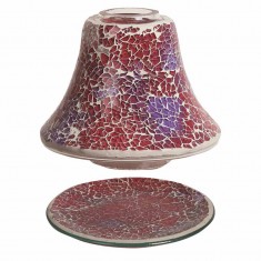 Jar Shade & Plate - Crimson Crackle