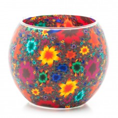 Kaleidoscope Flowers - Glowing Globe Glass Tea Light Candle Holder