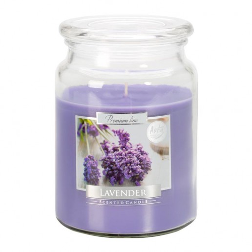 Lavender Scented Candle In Large Glass Jar