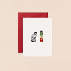 Louise Mulgrew Christmas Card Penguin and Presents