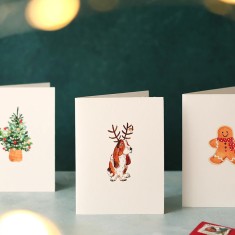 Louise Mulgrew Christmas Cards Dog and Robin