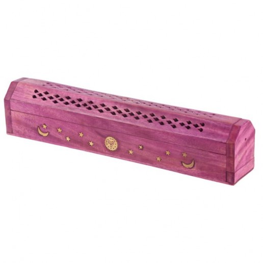 Mango Wood Incense Box For Sticks And Cones - Pink