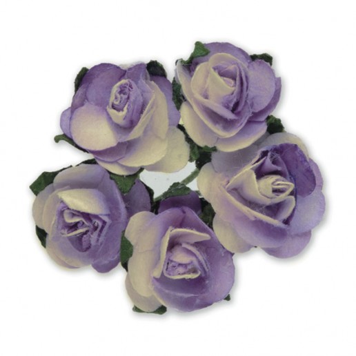 Miniature Tea Roses - Ivory-Lilac 15mm