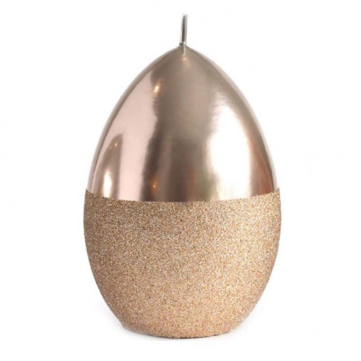 Mirror Easter Egg Candle Decoration With Glitter - Rose Gold large