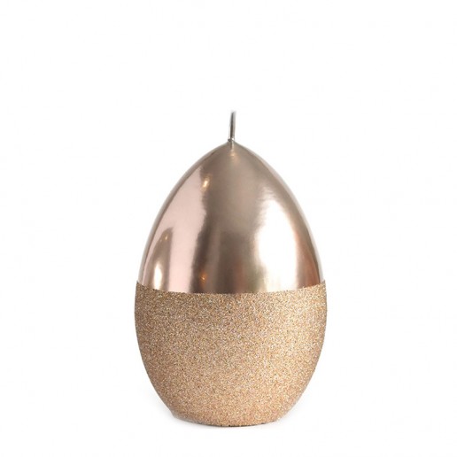Mirror Easter Egg Candle Decoration With Glitter - Rose Gold