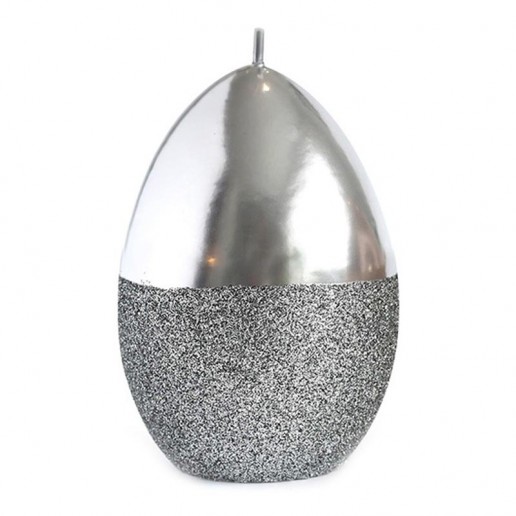 Mirror Easter Egg Candle Decoration With Glitter Silver