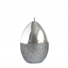 Mirror Easter Egg Candle Decoration With Glitter - Silver
