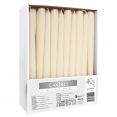 Non-Drip Taper Candles 40pk - Ivory