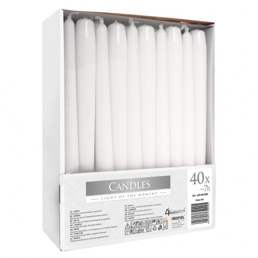 Non-Drip Taper Candles 40pk - White
