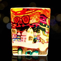 Orange Town - Glowing Votive Glass Tea Light Candle Holder lit