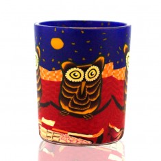 Owl - Glowing Votive Glass Tea Light Candle Holder