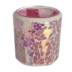 Pink - Crackle Votive Tea Light Candle Holder