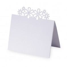 Place Card Laser Flower - White