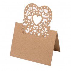 Place Card Laser Heart - Brown