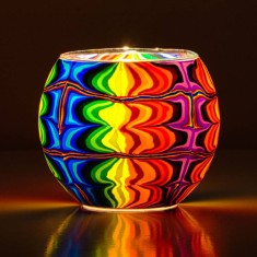 Rainbow Ripples - Glowing Globe Candle Holder