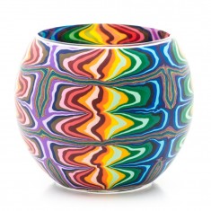 Rainbow Ripples - Glowing Globe Glass Tea Light Candle Holder