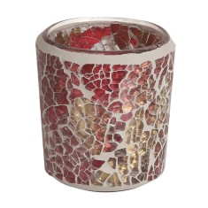 Red and Gold - Crackle Votive Tea Light Candle Holder